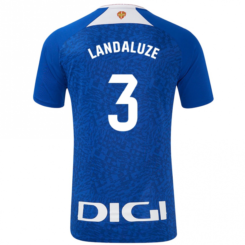 Kids Football Naia Landaluze Marquínez #3 Royal Blue Away Jersey 2024/25 T-Shirt