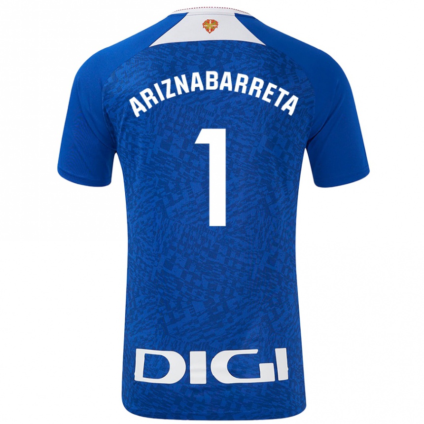 Kids Football Oier Ariznabarreta #1 Royal Blue Away Jersey 2024/25 T-Shirt