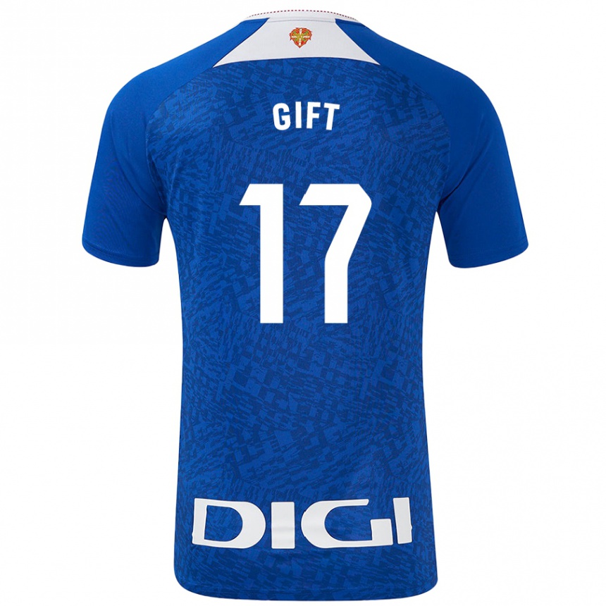 Kids Football Elijah Gift #17 Royal Blue Away Jersey 2024/25 T-Shirt