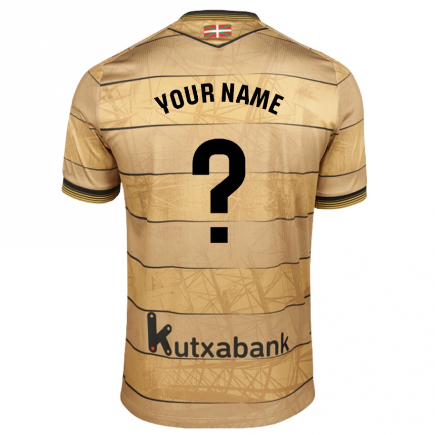 Kids Football Your Name #0 Brown Away Jersey 2024/25 T-Shirt