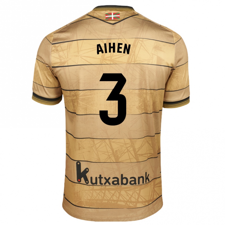 Kids Football Aihen Muñoz #3 Brown Away Jersey 2024/25 T-Shirt