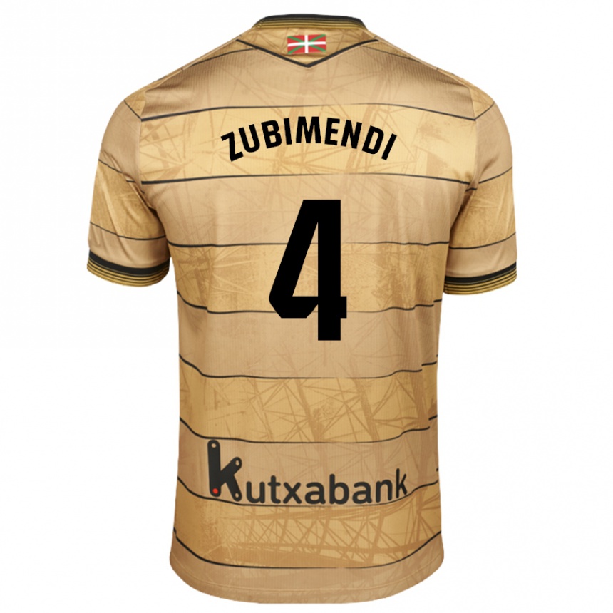 Kids Football Martín Zubimendi #4 Brown Away Jersey 2024/25 T-Shirt