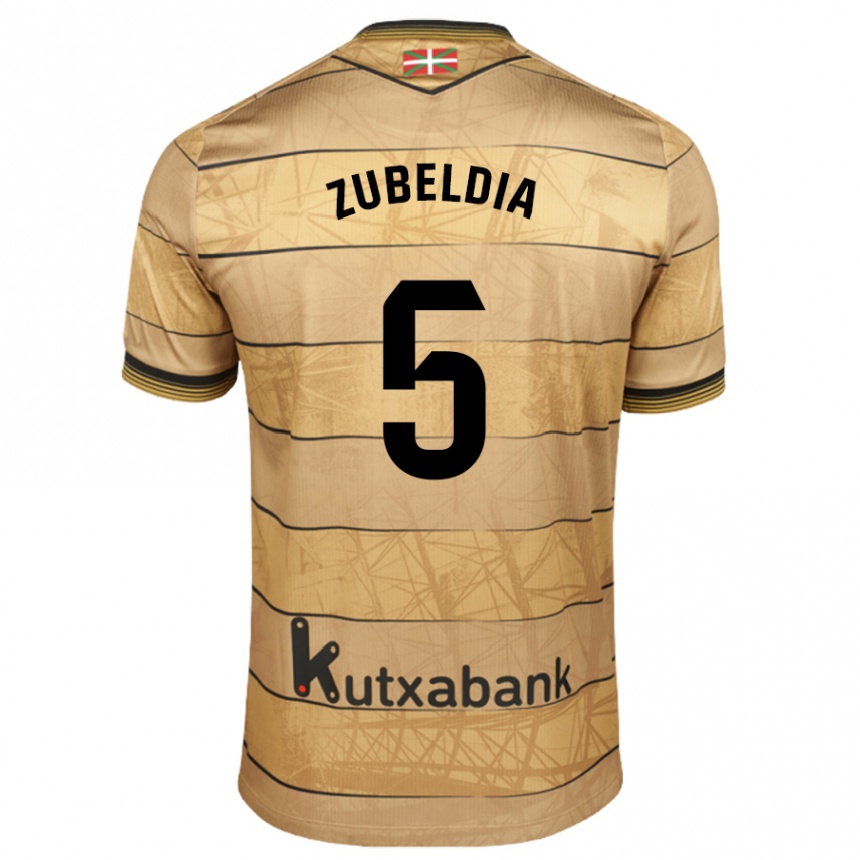 Kids Football Igor Zubeldia #5 Brown Away Jersey 2024/25 T-Shirt