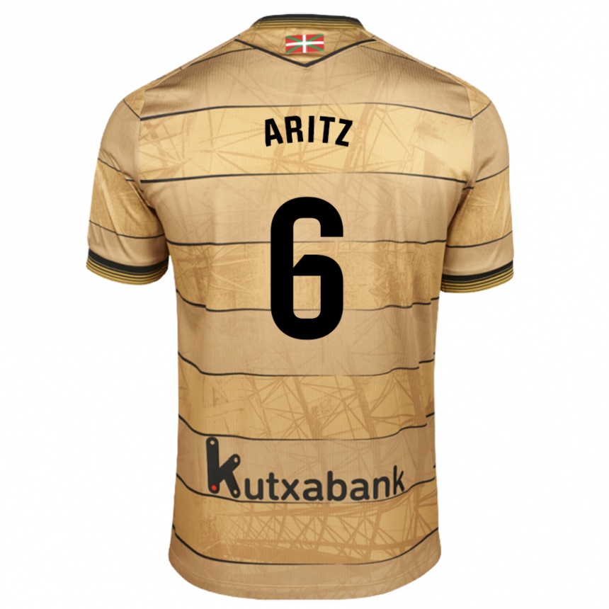 Kids Football Aritz Elustondo #6 Brown Away Jersey 2024/25 T-Shirt