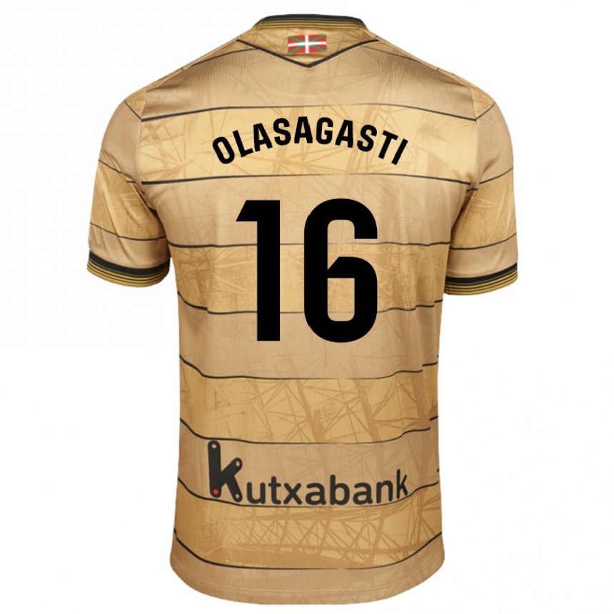 Kids Football Jon Ander Olasagasti #16 Brown Away Jersey 2024/25 T-Shirt