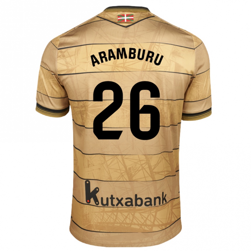 Kids Football Jon Aramburu #26 Brown Away Jersey 2024/25 T-Shirt