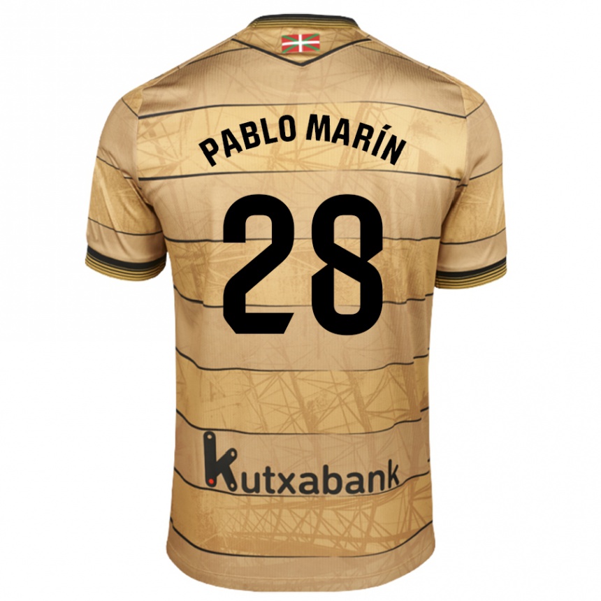 Kids Football Pablo Marín #28 Brown Away Jersey 2024/25 T-Shirt