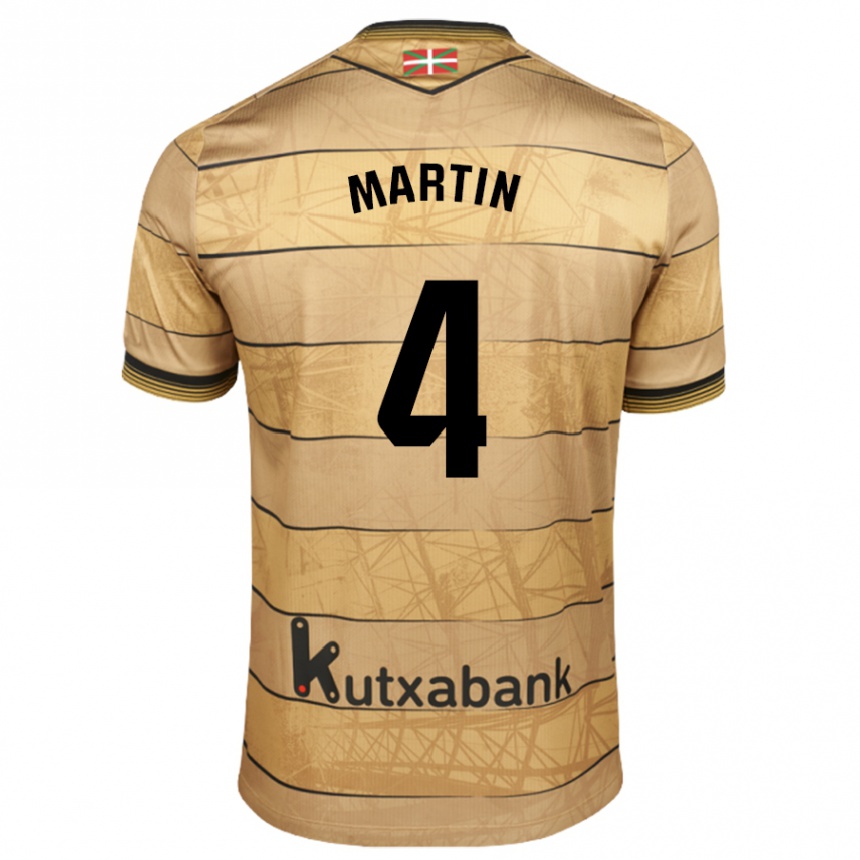 Kids Football Jon Martín #4 Brown Away Jersey 2024/25 T-Shirt