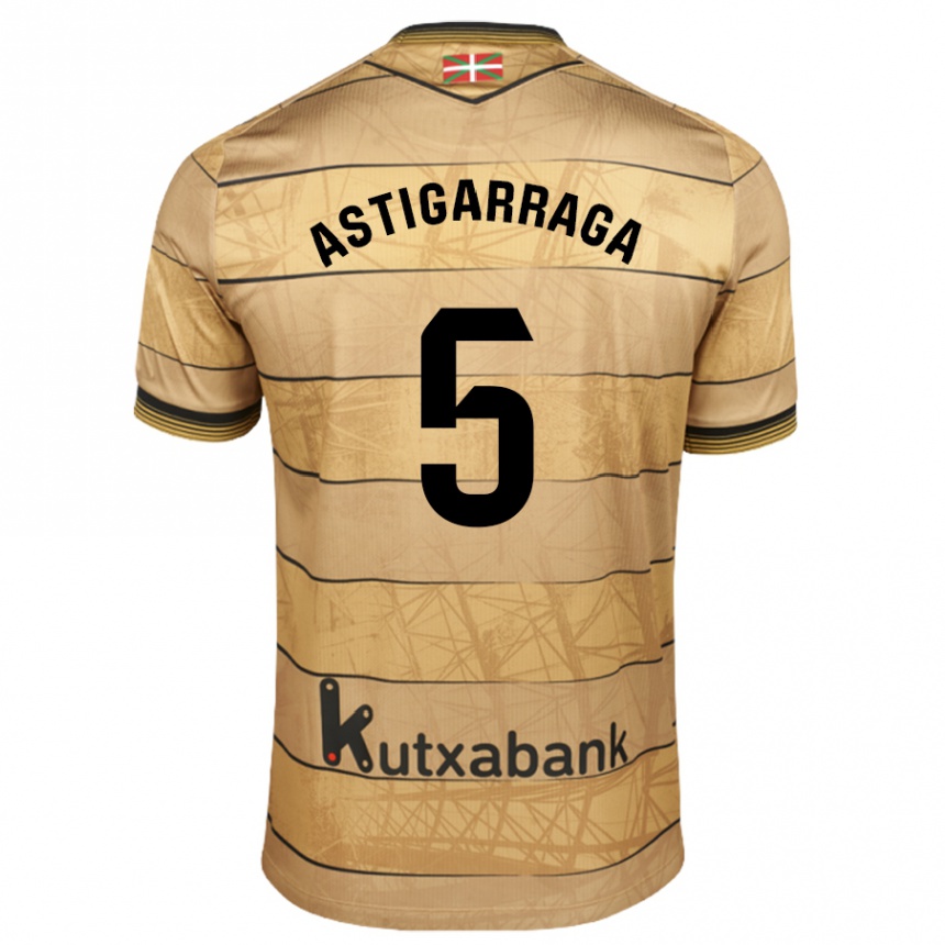 Kids Football Eneko Astigarraga #5 Brown Away Jersey 2024/25 T-Shirt