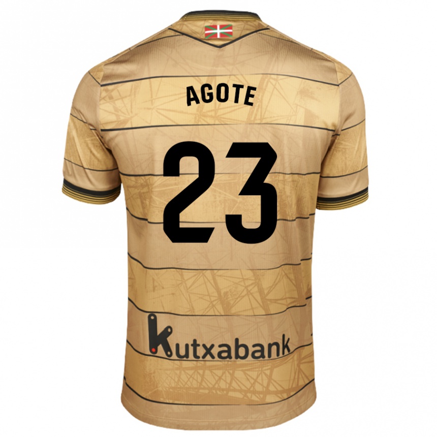 Kids Football Unax Agote #23 Brown Away Jersey 2024/25 T-Shirt