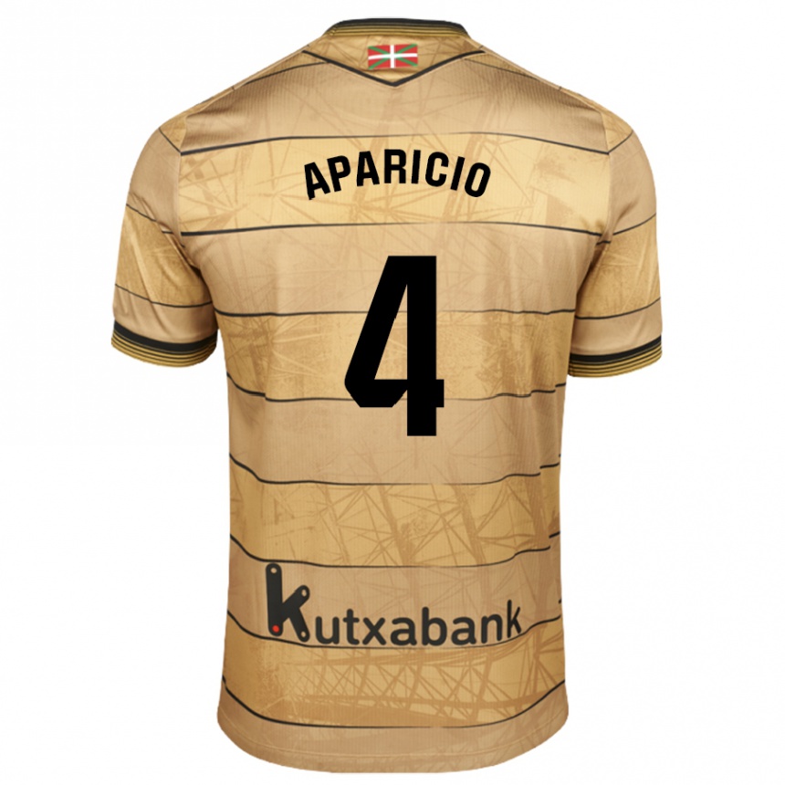 Kids Football Nahia Aparicio Jaular #4 Brown Away Jersey 2024/25 T-Shirt