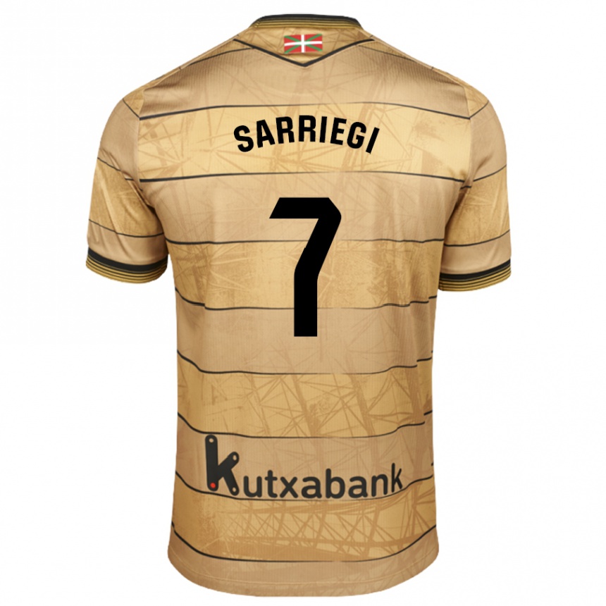 Kids Football Amaiur Sarriegi Isasa #7 Brown Away Jersey 2024/25 T-Shirt