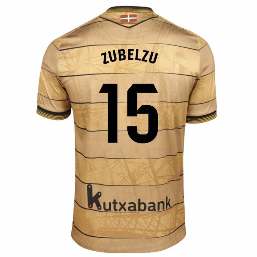 Kids Football Julen Zubelzu #15 Brown Away Jersey 2024/25 T-Shirt