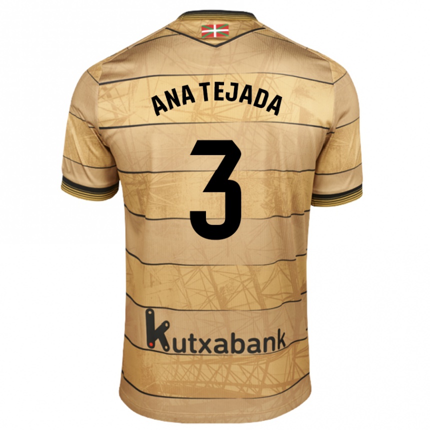 Kids Football Ana Tejada Jiménez #3 Brown Away Jersey 2024/25 T-Shirt