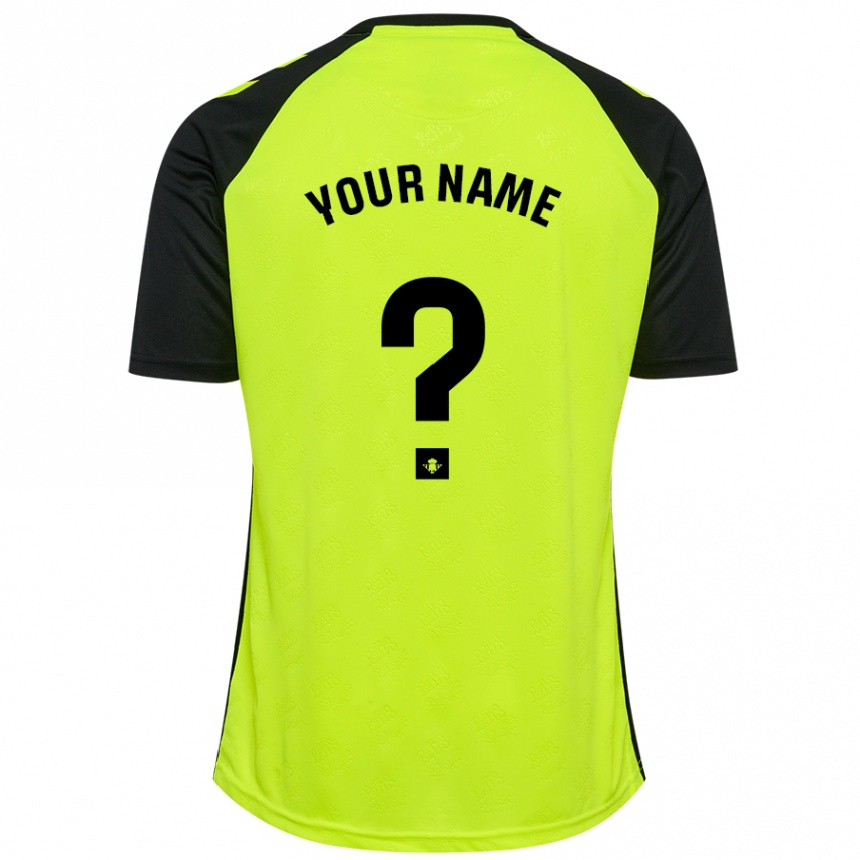 Kids Football Your Name #0 Fluorescent Yellow Black Away Jersey 2024/25 T-Shirt