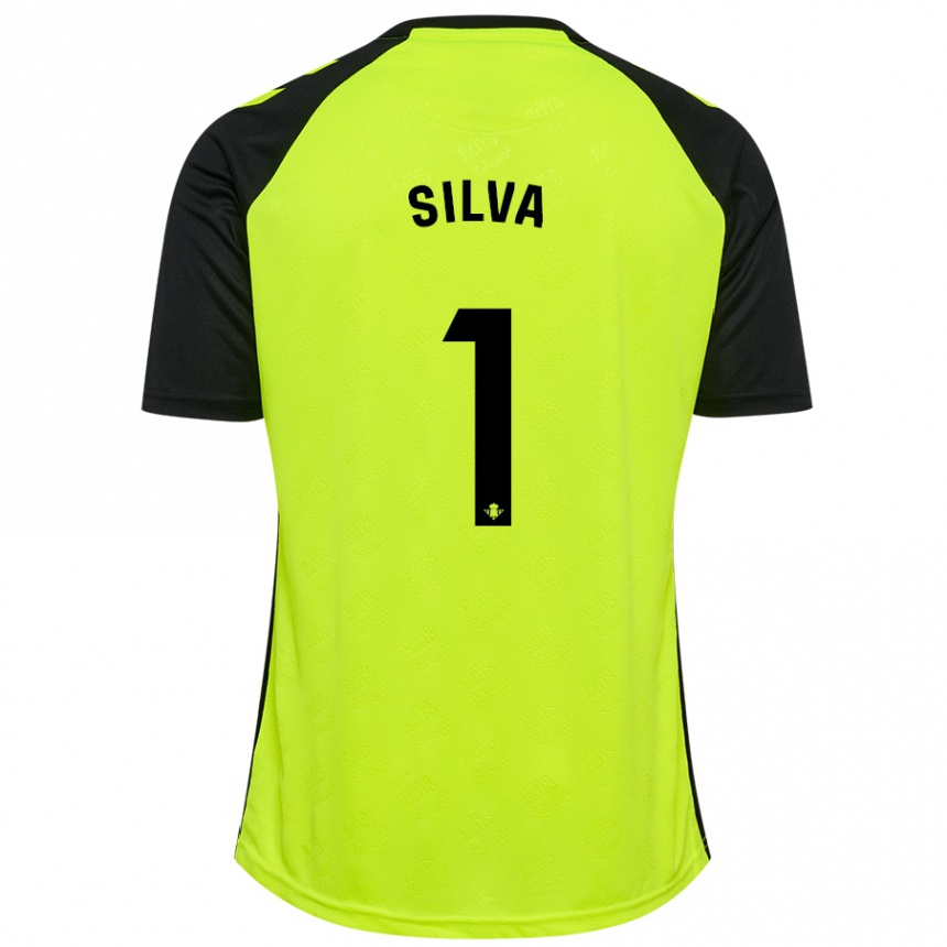 Kids Football Rui Silva #1 Fluorescent Yellow Black Away Jersey 2024/25 T-Shirt