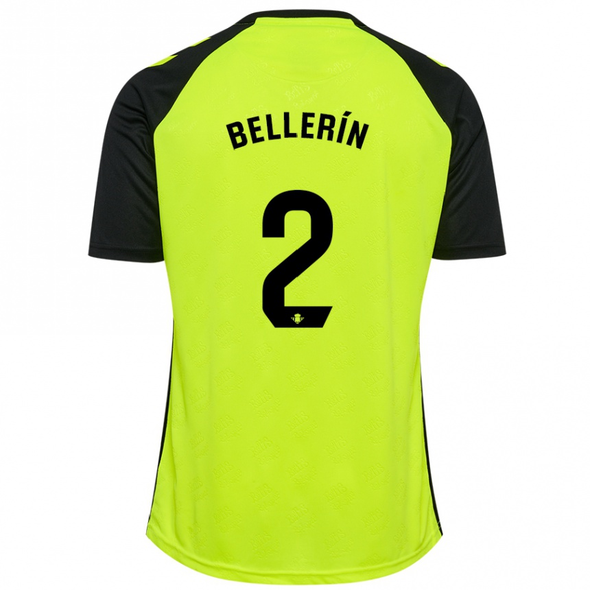 Kids Football Hector Bellerin #2 Fluorescent Yellow Black Away Jersey 2024/25 T-Shirt