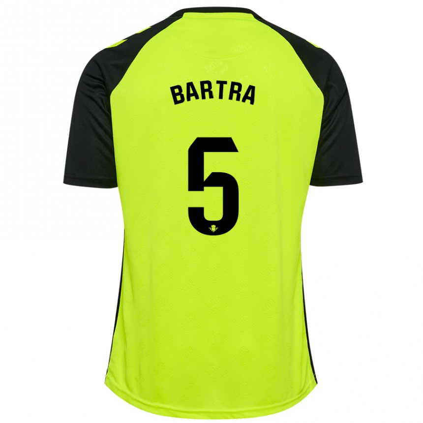 Kids Football Marc Bartra #5 Fluorescent Yellow Black Away Jersey 2024/25 T-Shirt