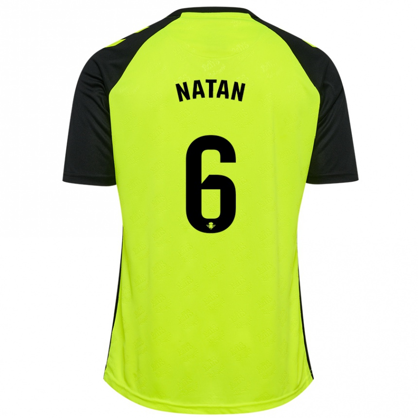 Kids Football Natan #6 Fluorescent Yellow Black Away Jersey 2024/25 T-Shirt