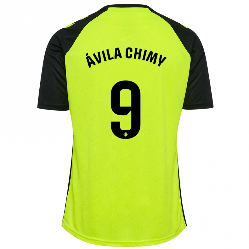 Kids Football Chimy Ávila #9 Fluorescent Yellow Black Away Jersey 2024/25 T-Shirt