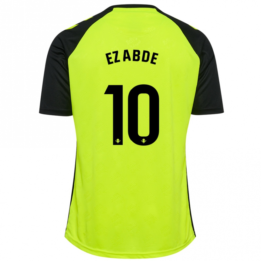 Kids Football Abde Ezzalzouli #10 Fluorescent Yellow Black Away Jersey 2024/25 T-Shirt