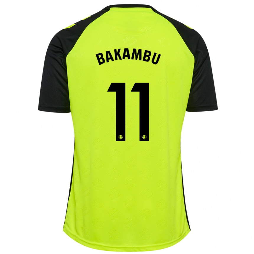 Kids Football Cedric Bakambu #11 Fluorescent Yellow Black Away Jersey 2024/25 T-Shirt