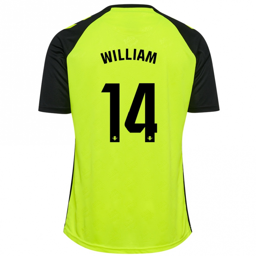 Kids Football William Carvalho #14 Fluorescent Yellow Black Away Jersey 2024/25 T-Shirt