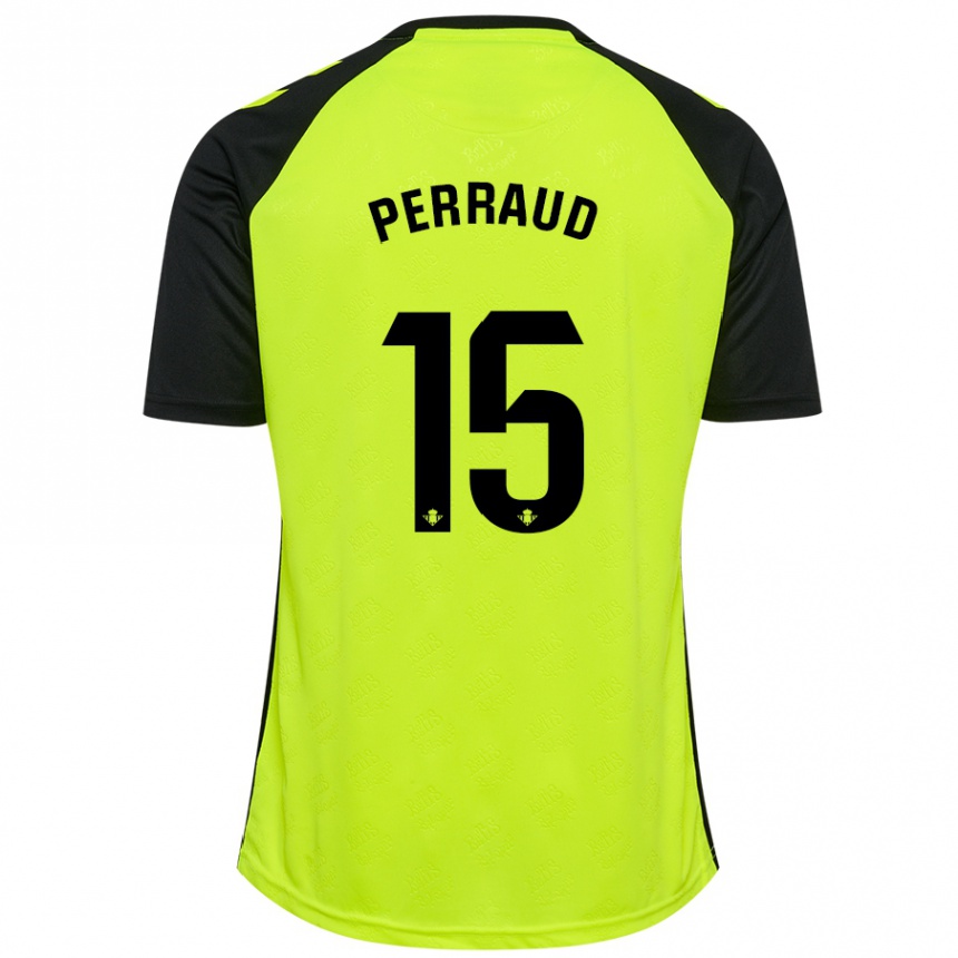 Kids Football Romain Perraud #15 Fluorescent Yellow Black Away Jersey 2024/25 T-Shirt