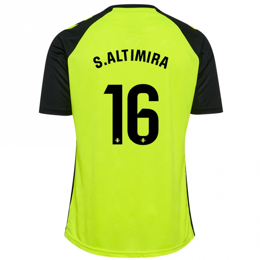 Kids Football Sergi Altimira #16 Fluorescent Yellow Black Away Jersey 2024/25 T-Shirt