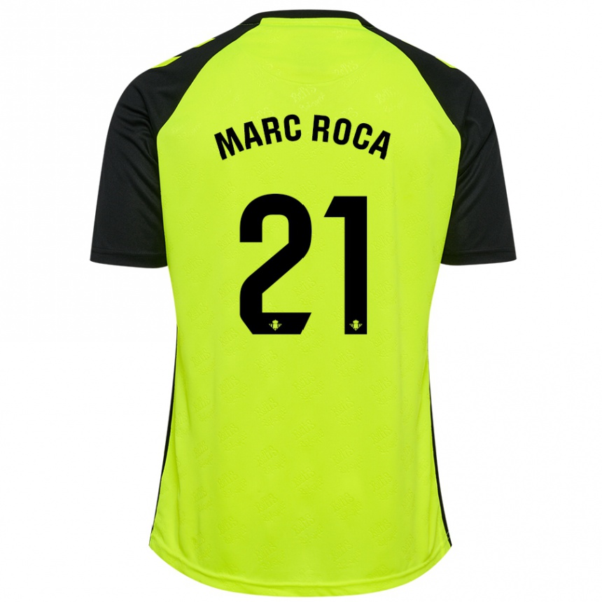 Kids Football Marc Roca #21 Fluorescent Yellow Black Away Jersey 2024/25 T-Shirt