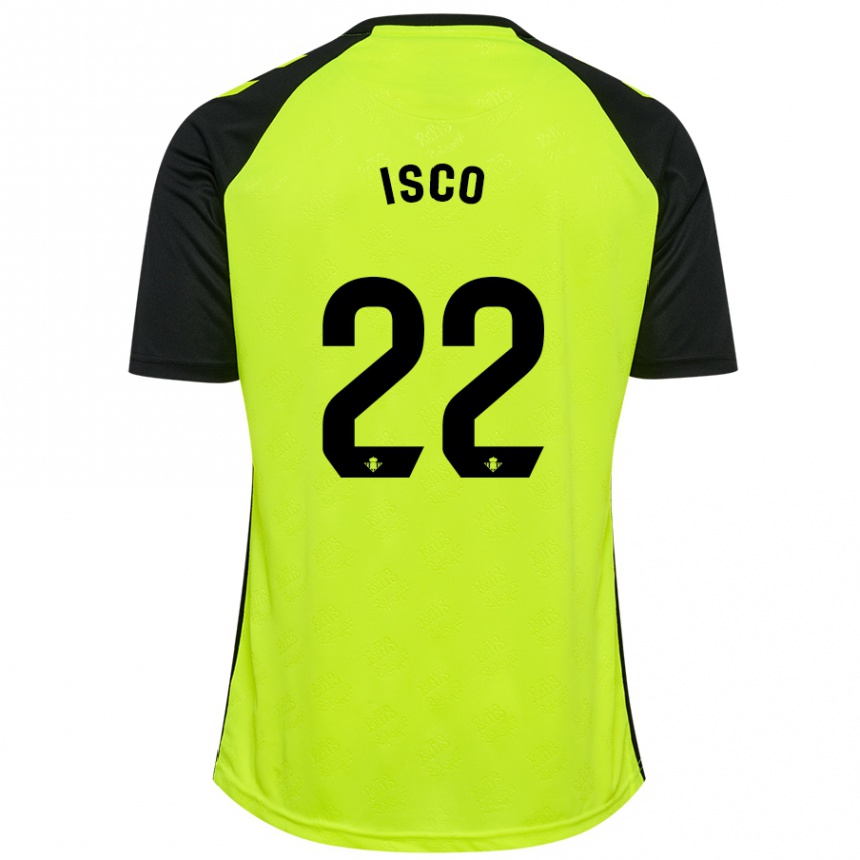 Kids Football Isco #22 Fluorescent Yellow Black Away Jersey 2024/25 T-Shirt