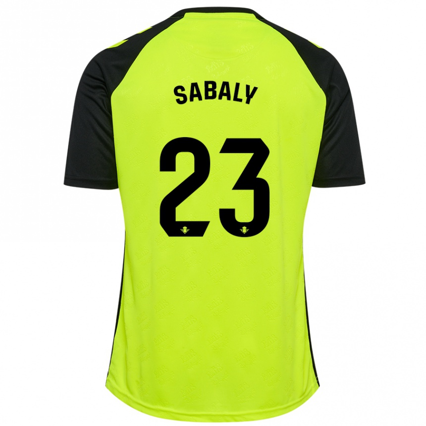 Kids Football Youssouf Sabaly #23 Fluorescent Yellow Black Away Jersey 2024/25 T-Shirt