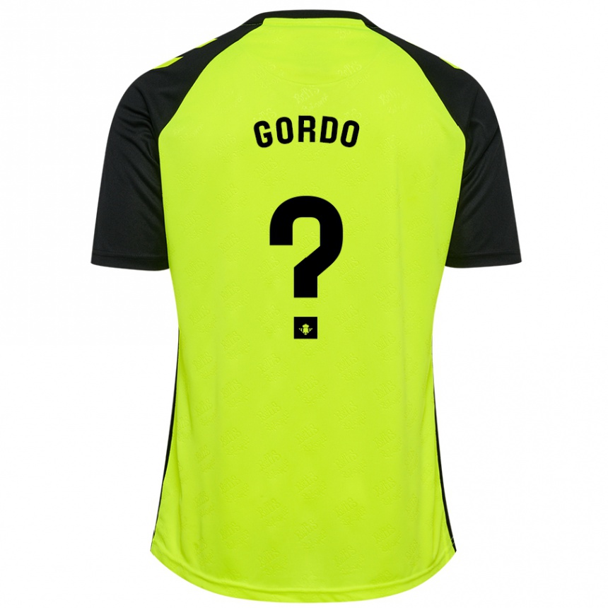 Kids Football Josan Gordo #0 Fluorescent Yellow Black Away Jersey 2024/25 T-Shirt