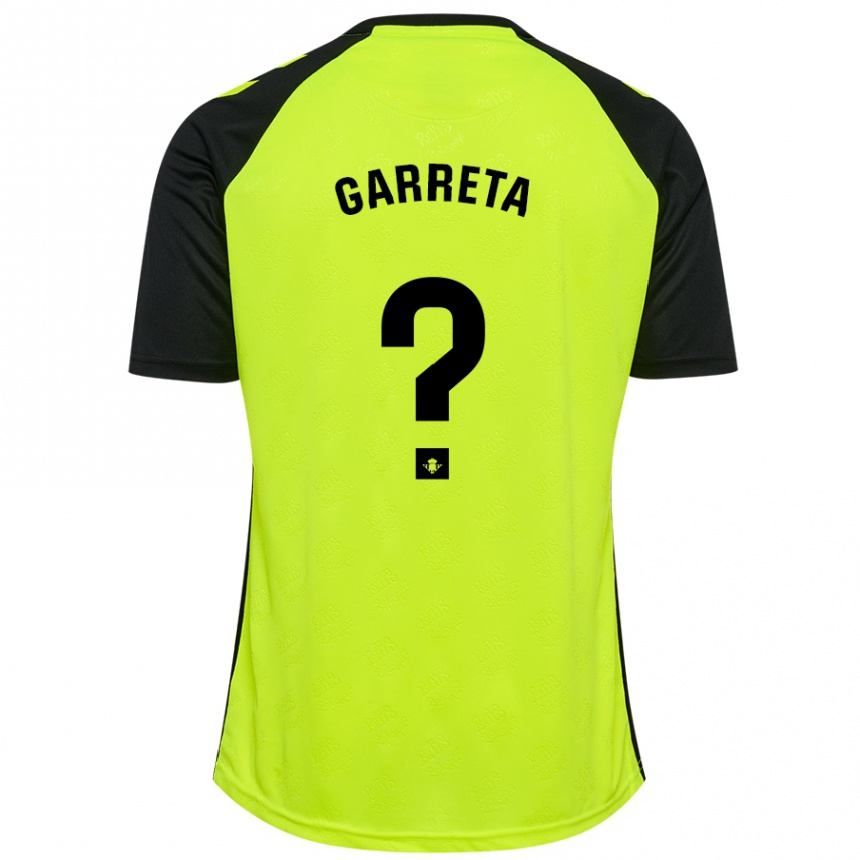 Kids Football Félix Garreta #0 Fluorescent Yellow Black Away Jersey 2024/25 T-Shirt