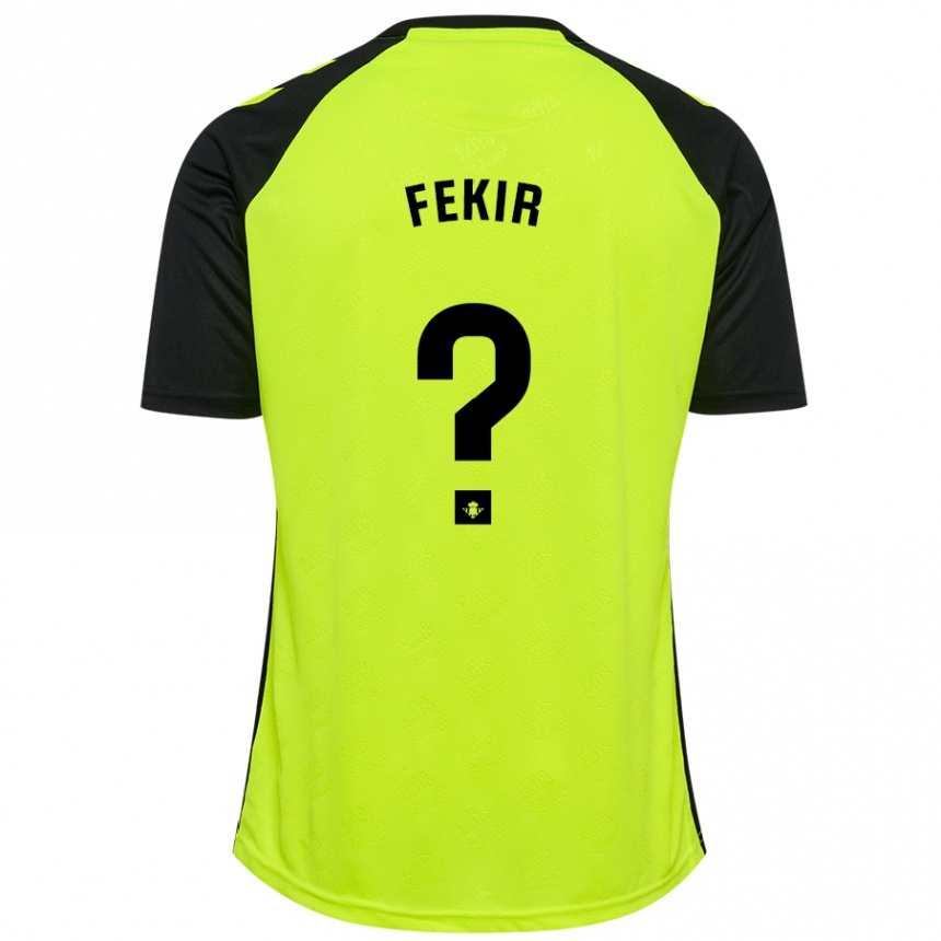 Kids Football Yassin Fekir #0 Fluorescent Yellow Black Away Jersey 2024/25 T-Shirt