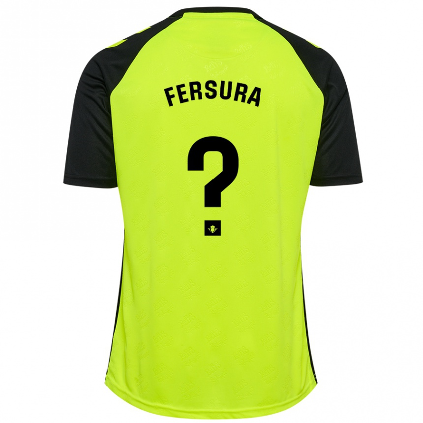 Kids Football João Fersura #0 Fluorescent Yellow Black Away Jersey 2024/25 T-Shirt