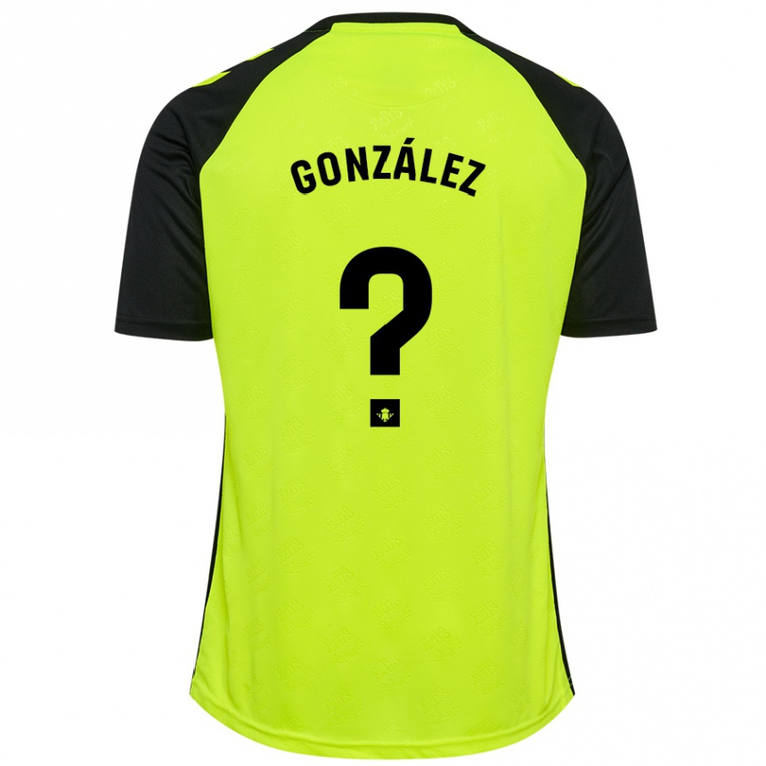 Kids Football Manu González #0 Fluorescent Yellow Black Away Jersey 2024/25 T-Shirt