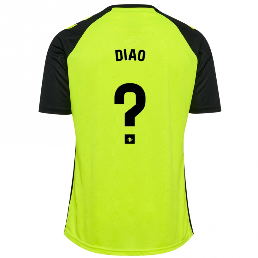 Kids Football Usse Diao #0 Fluorescent Yellow Black Away Jersey 2024/25 T-Shirt