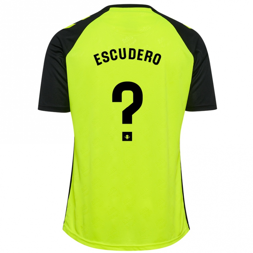 Kids Football Ale Escudero #0 Fluorescent Yellow Black Away Jersey 2024/25 T-Shirt