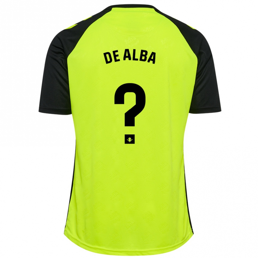 Kids Football Luismi De Alba #0 Fluorescent Yellow Black Away Jersey 2024/25 T-Shirt