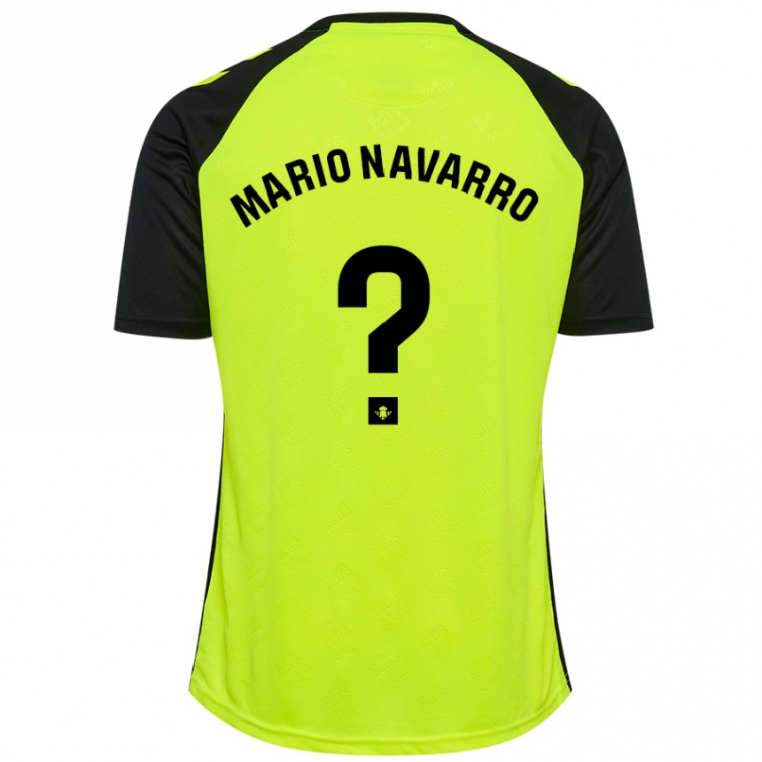 Kids Football Mario Navarro #0 Fluorescent Yellow Black Away Jersey 2024/25 T-Shirt