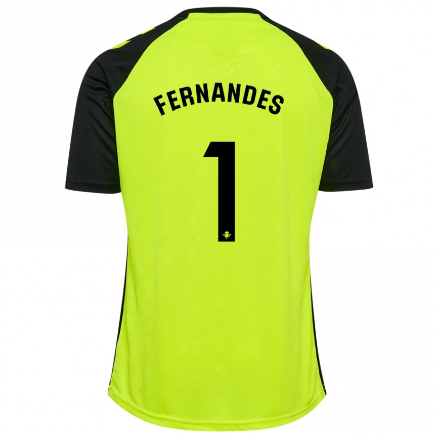 Kids Football Guilherme Fernandes #1 Fluorescent Yellow Black Away Jersey 2024/25 T-Shirt