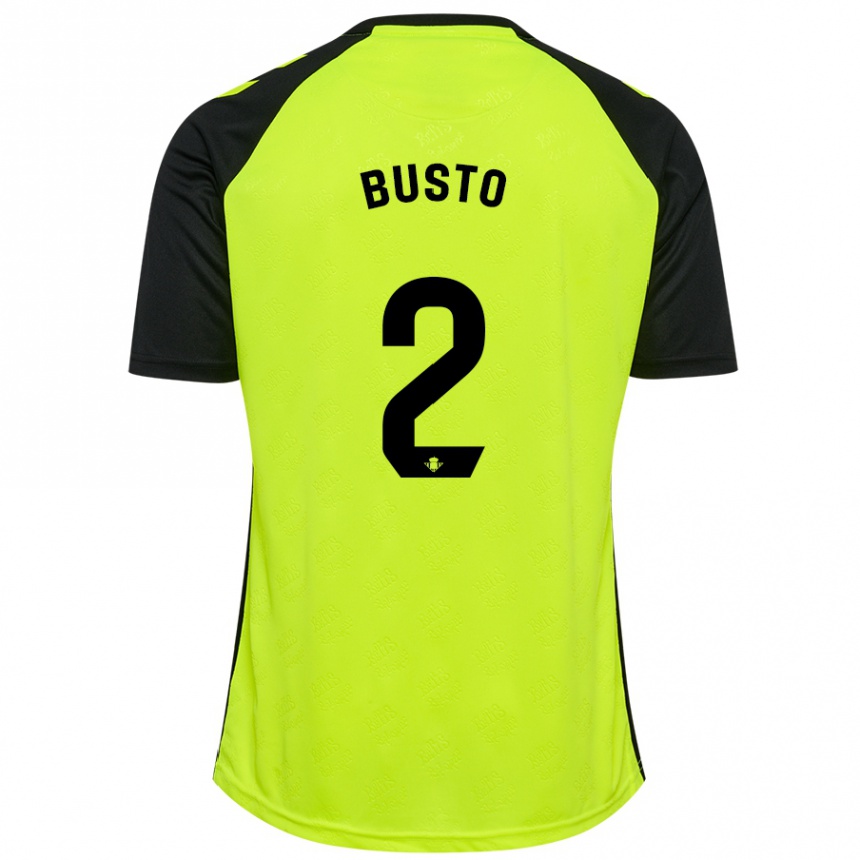 Kids Football Pablo Busto #2 Fluorescent Yellow Black Away Jersey 2024/25 T-Shirt