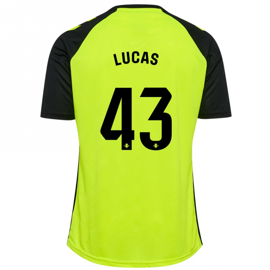 Kids Football Lucas Alcázar #43 Fluorescent Yellow Black Away Jersey 2024/25 T-Shirt