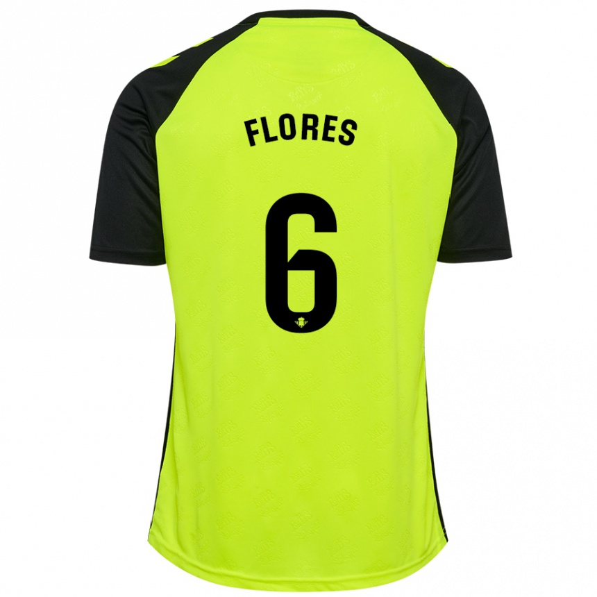 Kids Football Mateo Flores #6 Fluorescent Yellow Black Away Jersey 2024/25 T-Shirt