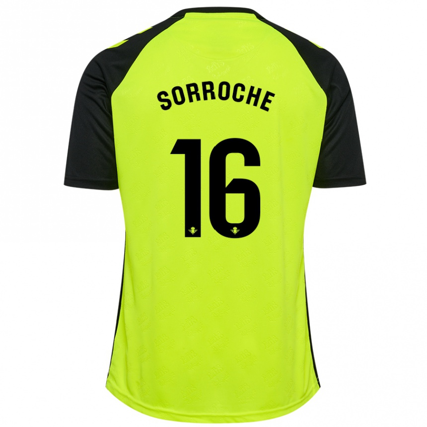 Kids Football Ginés Sorroche #16 Fluorescent Yellow Black Away Jersey 2024/25 T-Shirt