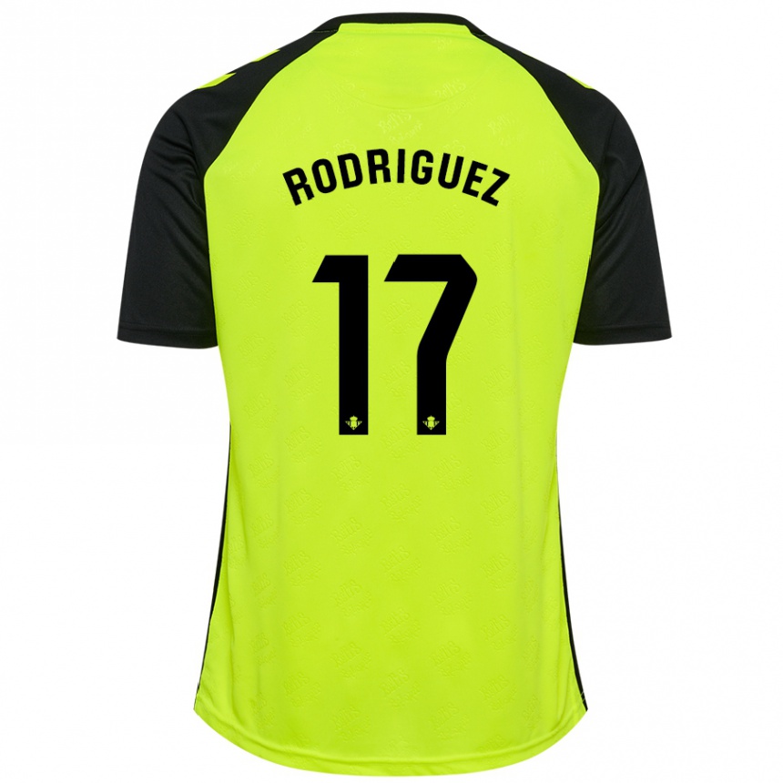 Kids Football Jesús Rodriguez #17 Fluorescent Yellow Black Away Jersey 2024/25 T-Shirt