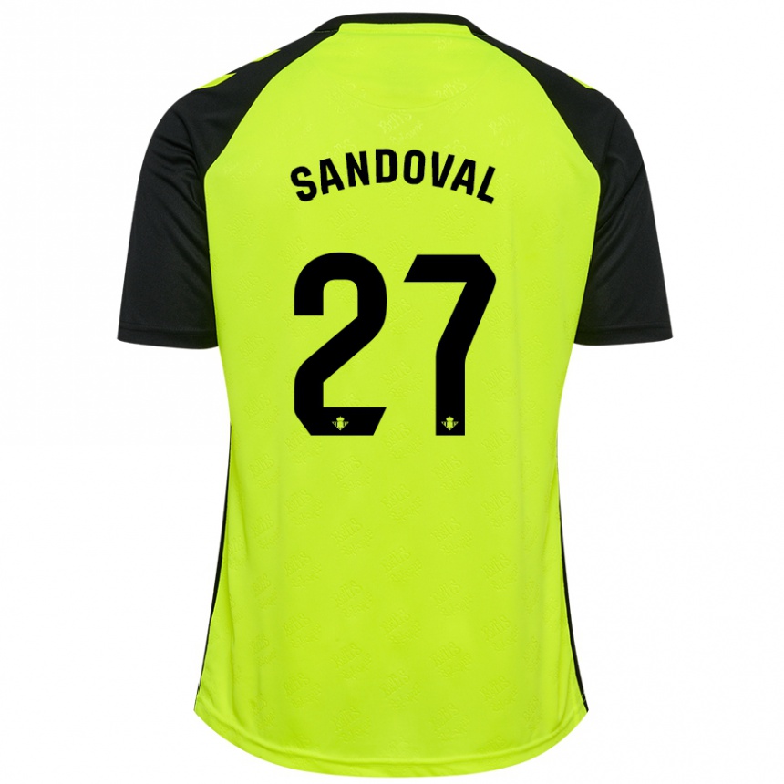 Kids Football Keimer Sandoval #27 Fluorescent Yellow Black Away Jersey 2024/25 T-Shirt