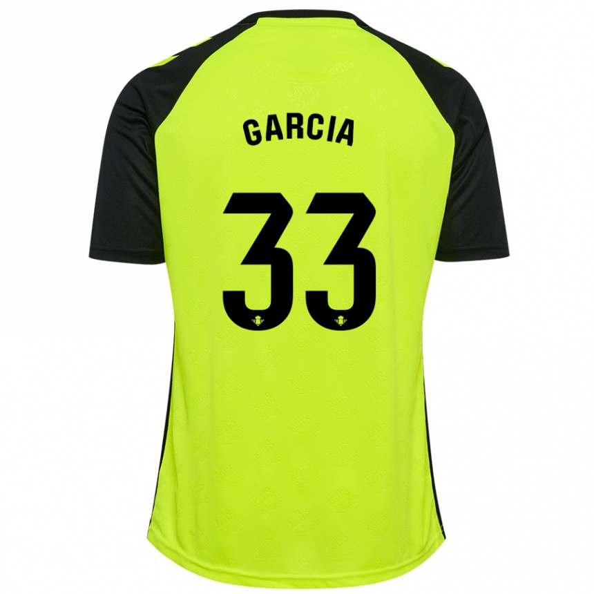 Kids Football Pablo García #33 Fluorescent Yellow Black Away Jersey 2024/25 T-Shirt