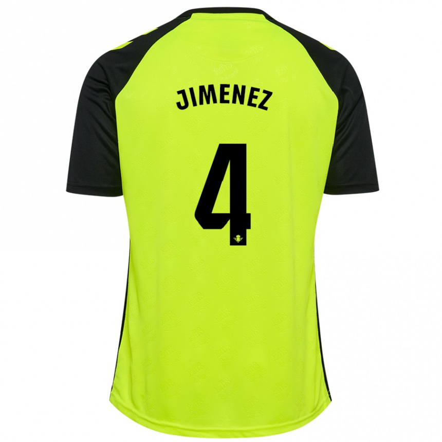 Kids Football María Jiménez Gutiérrez #4 Fluorescent Yellow Black Away Jersey 2024/25 T-Shirt